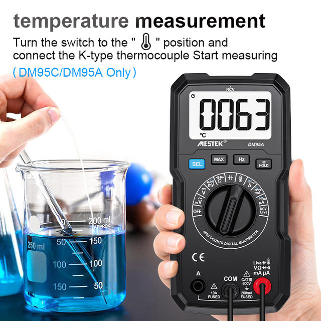 DM95A Mestek Digital MultimeterHigh Precision Intelligent Small Voltage Meter with Manual Range Digital Multimeters