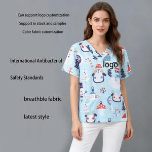 Set di Uniformi Mediche Stampate per Donne, Camicie Infermieristiche a Maniche Corte, Divise Ospedaliere Stampate all'Ingrosso - Product Image 4