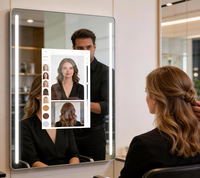 Miroir intelligent Vercon pour barbier avec IA, essai de coiffure, écran 21,5 pouces, miroir magique de salon, LED, Bluetooth, Wifi, haut-parleur YouTube, 600*800mm