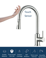 Robinet de cuisine extractible intelligent à capteur tactile, mélangeur d'évier en acier inoxydable sans plomb, poignée unique, personnalisé OEM pour villa