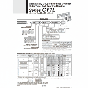 CY1L15H-200 hydraulique de cylindre sans tige pneumatique SMC - Product Image 1