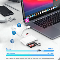 Transfert de données haute vitesse connecteur double Port intégré type c adaptateur de carte SD TF USB 3.0 lecteur de carte pour iPhone iPad