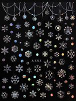 Autocollants pour ongles 3D japonais, flocons de neige blancs, dorés et argentés, lumineux, laser, en plastique, pour Noël et l'été français, 12 feuilles, 2026
