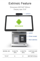 Ordinateur de bureau 15 pouces pour la commande, écran tactile simple ou double pour point de vente, système POS tout-en-un avec Windows et Android