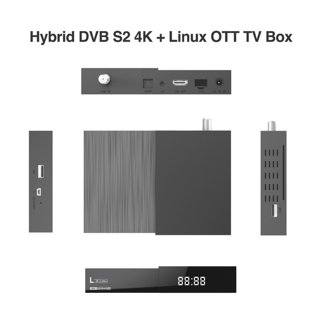 L36 Ultra DVB S2 4K Satellite Receiver Hybrid Linux 4.9 STB TV Box Quad Core 1.5GHz Dual Band WiFi ODM Customizable