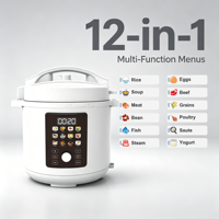 Cuisinière à pression électrique 6-8-10-12L, boîtier en acier inoxydable, commande numérique programmable, écran tactile couleur