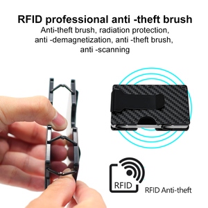 Portafoglio Sottile Minimalista per Uomo con Blocco RFID, Porta Carte in Metallo Leggero per Tasca Frontale, Portafoglio in Fibra di Carbonio con Fermasoldi - Product Image 3