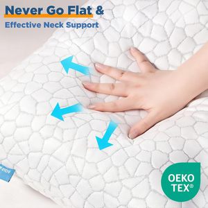 Almohadas <span class=keywords><strong>de</strong></span> Lujo <span class=keywords><strong>de</strong></span> Espuma Viscoelástica Triturada para Dormir <span class=keywords><strong>de</strong></span> Lado, Frescas, No Planas, Firmes, Cervicales, para Alivio del <span class=keywords><strong>Dolor</strong></span> <span class=keywords><strong>de</strong></span> <span class=keywords><strong>Cuello</strong></span> en Dormidores Laterales - Product Image 2