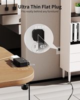 LEGA Cube8 Stop Kontak Meja dengan Penjepit 4 AC 4 Port USB (2-C) Kabel 10 Kaki Cocok untuk Tepi Meja 2.75" Rumah Kantor Hitam 15A ABS/Plastik