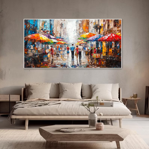 Cuchillo hecho a mano, pintura al óleo <span class=keywords><strong>de</strong></span> noche lluviosa <span class=keywords><strong>de</strong></span> mercado callejero para arte <span class=keywords><strong>de</strong></span> pared <span class=keywords><strong>de</strong></span> salón - Product Image 4