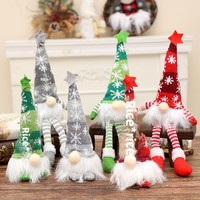 Figurine de gnome lumineuse à jambes tombantes avec étoile, pour décoration de table, cheminée, maison, Noël, hiver, cadeau