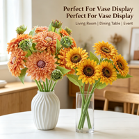 Fleur artificielle décorative pour la photographie et la décoration intérieure, tournesol couleur Morandi, toucher réel, vente en gros