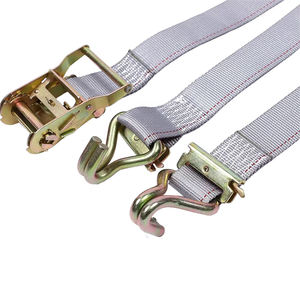 Robuste 2 pouces 4400 LBS gris ressort d'arrimage E-fitting logistique sangles à <span class=keywords><strong>cliquet</strong></span> avec Double crochet en J E-track - Product Image 3