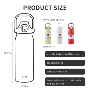 1L 1.3L 1.7L Big Capacity Sport Stainless Steel Tumblers Double Wall Vacuum Insulated Travel Flask for Cycling 12-24 Hours - Product Image 2