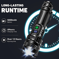Lampe Torche LED Rechargeable USB-C Super Lumineuse avec 3 Modes, Zoom et Écran d'Alimentation