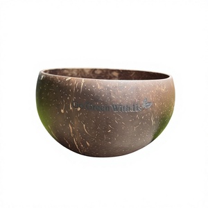 Bols à charcuterie en bois, bol en noix de coco géant gravé, smoothie écologique, camping, personnalisé, réutilisable - Diamètre : 12 - 13 cm - Product Image 1