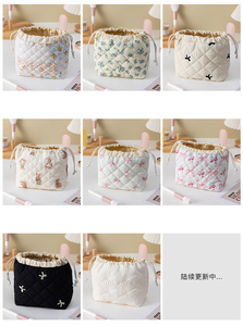 INS Soft Padded Quilted Drawstring Makeup Bag Women's Portable Puffer Cosmetic Bag Lipstick Brush Storage Bags - Product Image 2