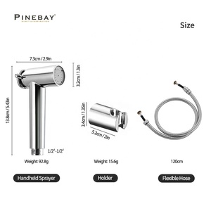 PINEBAY уникальные продукты для продажи премиум класса Ванная комната ручной абс пластиковый Shattaf Туалет Хромированный Водяной подгузник Биде набор распылителя - Product Image 6