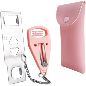 Serrure de porte portable rose Serrures de verrouillage de voyage de casier de porte de sécurité à domicile pour une sécurité et une intimité supplémentaires parfaites