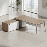 Bureau de direction en L de luxe en bois écologique à montage facile avec tiroirs pour PDG
