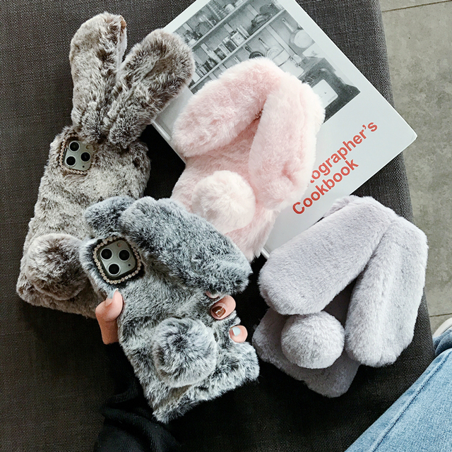 Fur Phone case for iphone case Cute Animal Plush Cover case Phone for iphone 12 Pro Max Cover