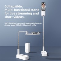Support de diffusion en direct pour téléphone portable avec lumière d'appoint rouge pour prise de vue zénithale, modèle rotatif à 360° V6, pour utilisation sur lit et cours en ligne