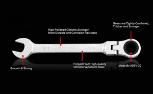 <span class=keywords><strong>1</strong></span>/4 <span class=keywords><strong>inch</strong></span> flex-đầu ratcheting kết hợp cờ lê cao cấp CR-V thép SAE 72 răng 12 điểm Ratchet Hộp kết thúc cờ lê công cụ - Product Image 3