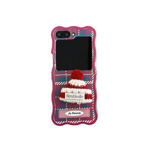 Funda de teléfono móvil de Navidad para Samsung <span class=keywords><strong>Galaxy</strong></span> <span class=keywords><strong>Zflip</strong></span> 6 5 4 <span class=keywords><strong>3</strong></span>, decoración de sombrero a cuadros a la moda, funda protectora plegable con pulsera - Product Image 1