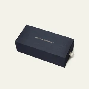Caixa de embalagem luxuosa personalizada com caixa de papel para óculos de sol, caixa rígida com logotipo UV preto fosco e com divisórias de papelão, inserção de veludo
