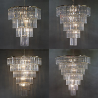 Nouveau Lustre Cristal Moderne Style Européen à Bandes de Glace Acrylique, Suspension Décoration de Plafond pour Salle de Banquet de Mariage