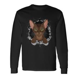 T-shirt a maniche lunghe con stampa grafica Burmese Cat, abbigliamento unisex - Product Image 1
