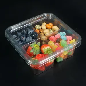 Plastic Saladecontainer Met Compartiment Wegwerp Plastic Voedselblad Op Maat Gemaakte Fruitschotel Dozen Voedselschotel Lade Secties