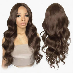 Perruques longues bouclées ondulées brunes africaines en dentelle HD pour femmes, styles brésiliens et vietnamiens pour femmes noires, vente en gros d'usine - Product Image 1