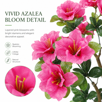 Arbre d'azalée artificiel de 110 cm, plante fleurie au toucher réel avec des fleurs rose vif, décoration intérieure et extérieure, vente en gros