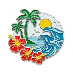 แม่เหล็กติดตู้เย็นลายปาล์มชายหาดสไตล์ฮาวาย ของที่ระลึกโลหะคุณภาพดี สำหรับตกแต่งบ้านและเป็นของฝากสำหรับนักท่องเที่ยว - Product Image 1