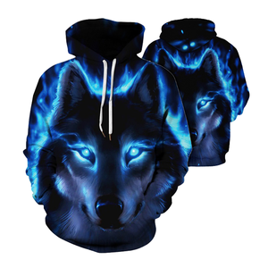 Sudadera con Capucha Blue Wolf, Impresa en 3D, Transpirable, Ecológica, Estilo Casual Urbano - Product Image 1