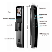 Serrure de porte intelligente Wishome WiFi App 3D avec reconnaissance faciale, entièrement automatique, avec empreinte digitale, caméra et sonnette
