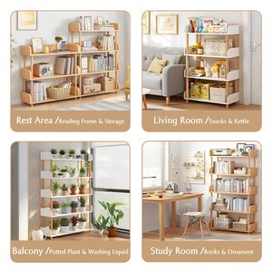 <b>Solid</b> <b>Wood</b> 3 Tier Storage Rack Natural Color Bookshelf For Home Living Room Organization - Product Image 2