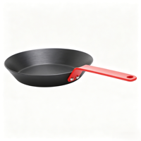 Wajan Penggorengan Baja Karbon Anti Lengket Desain Modern 24cm, Dapat Disesuaikan, Nitrided Tanpa Lapisan, Cocok untuk Kompor Gas dan Induksi, Aman untuk Oven, Berbahan Logam