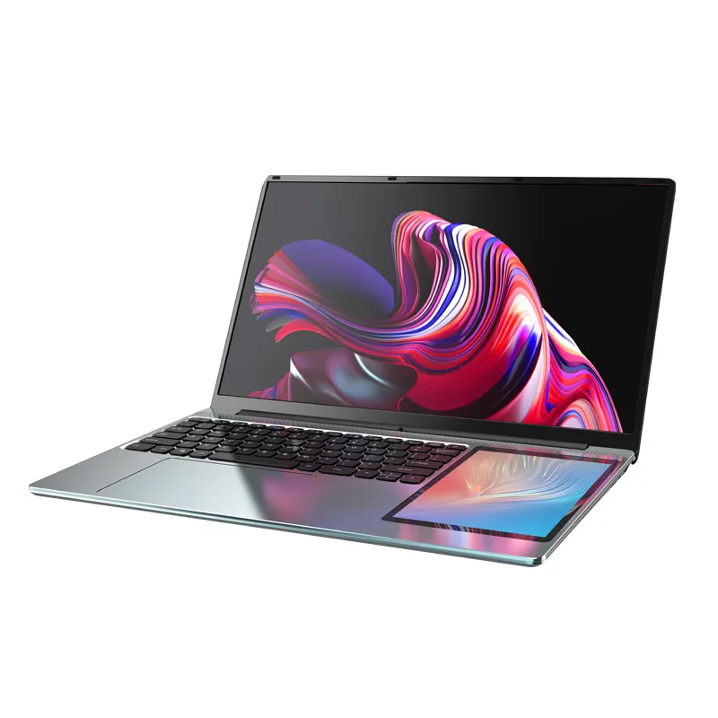 Laptop layar ganda 2024 inci FHD, notebook N5095 layar sentuh 15.6 inci + 7 inci HD DDR4 16GB generasi 11