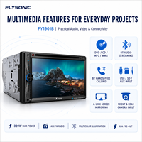 Autoradio Flysonic 6,9 pouces double DIN avec lecteur DVD, écran tactile, Bluetooth mains libres, USB, SD, AUX, Mirror Link et entrée caméra de recul