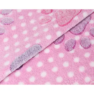 TERCIOPELO Doppelseitiger Polyester Paw Printed Coral Fleece Velvet Stoff für Baby decke