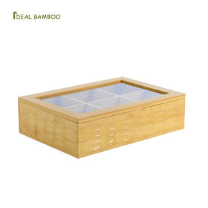 Organizzatore per Bustine di Tè in Bambù Naturale, Porta Bustine di Tè, Contenitore per Tè con Finestra in Acrilico, Regalo Promozionale Ideale - Product Image 2