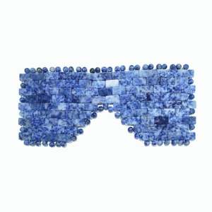 Voile pour les yeux bleu perlé avec perles blanches, couvre-yeux en cristal, accessoire de beauté pour la relaxation, la méditation et le bien-être - Product Image 4
