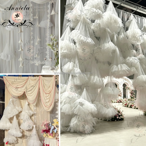 ANNIELU Voilage de plafond en tulle rose romantique effet nuage, décoration de mariage, <span class=keywords><strong>tissu</strong></span> en tulle moelleux à volants pour toile de fond et scène événementielle - Product Image 6