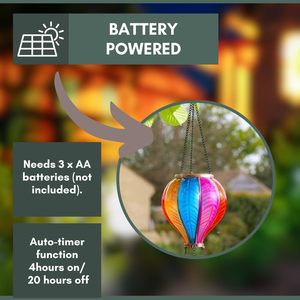 Vườn Bóng Fiesta Thực Tế Flaming Hiệu Ứng Hot Air Balloon Treo Đèn Lồng Kim Loại Năng Lượng Mặt Trời Powered Ánh Sáng Cho Vườn Ngoài Trời - Product Image 6