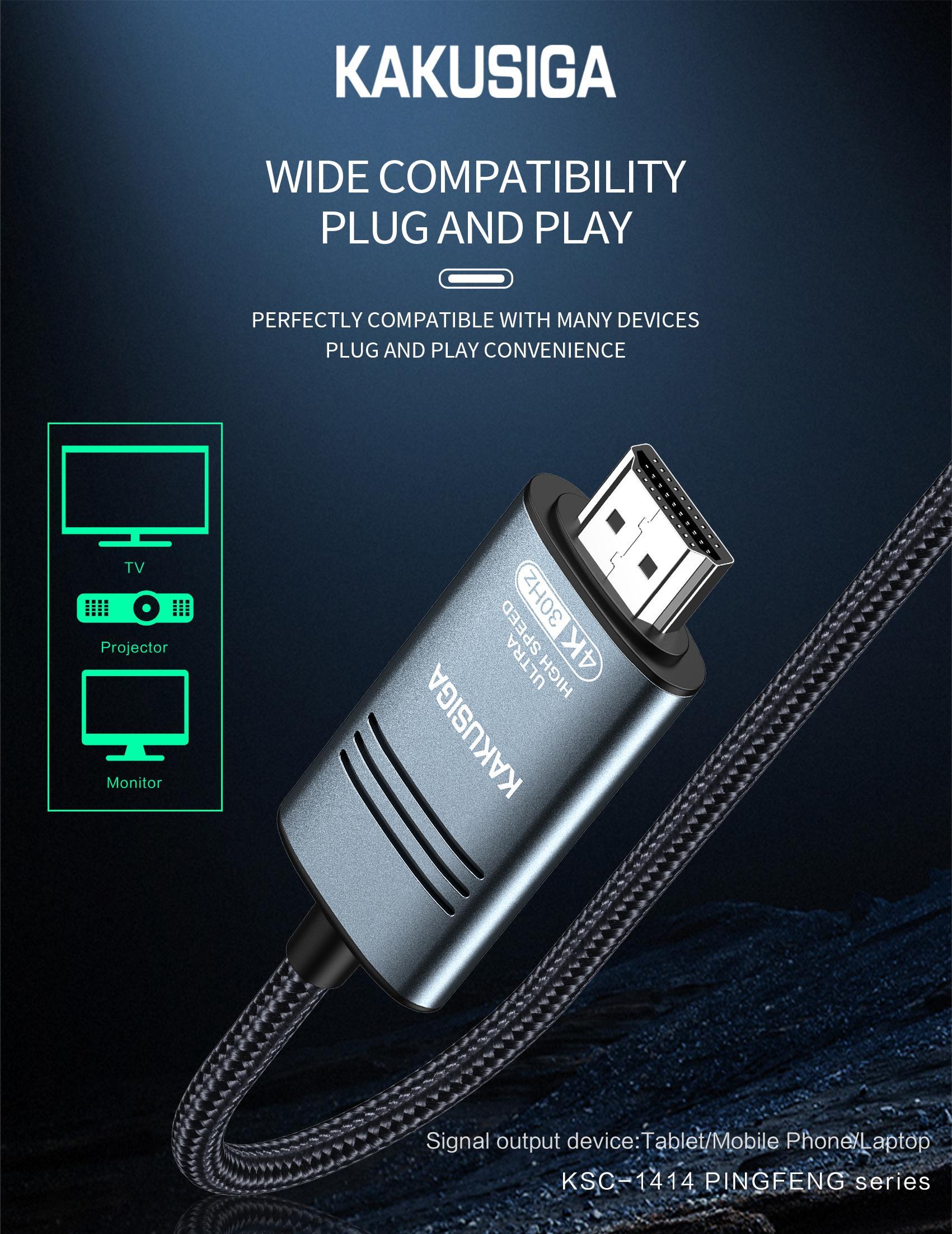 KAKUSIGA Type-C to HDTV Cable - High Definition & Versatility