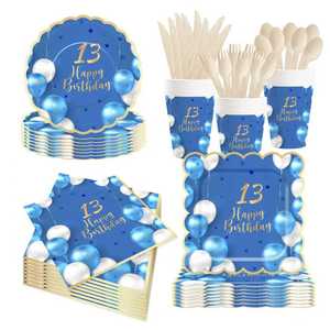 DAMAI Artículos para Fiesta de 13 Años, Platos y Servilletas Azules y Dorados para Fiesta de 13 Años, Decoraciones y Recuerdos para Niños - Product Image 4