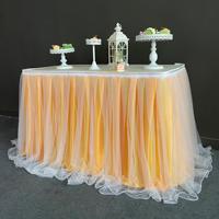 Nappes de table pour mariage, jupes de table, décorations de livre d'or, nappes de table pour fête d'anniversaire, tulle, bordures de table pour événement d'ouverture