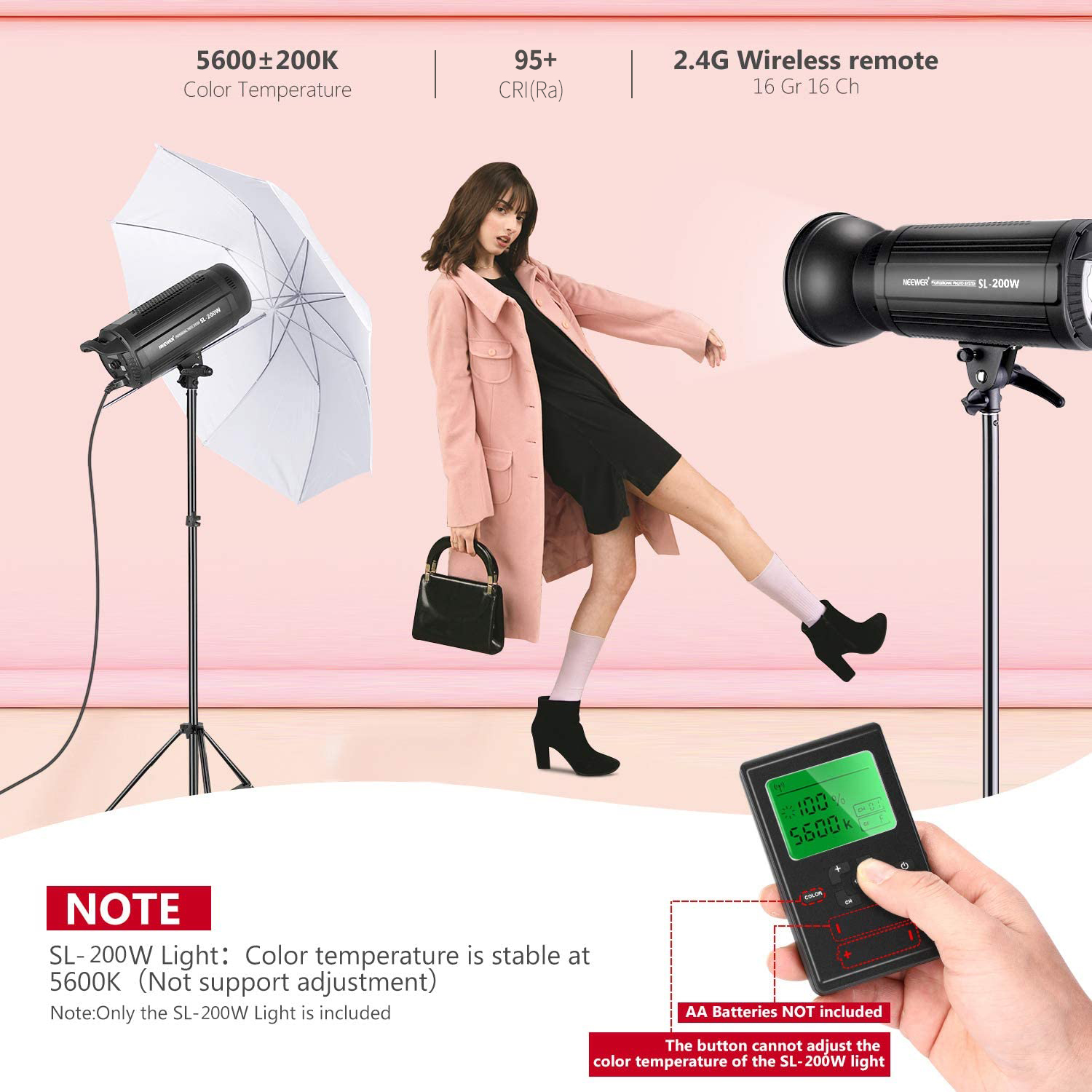 Andoer Set 2 Luci LED Da 45W Con Treppiede E Telecomando – Per YouTube, Live Streaming E Videoconferenze